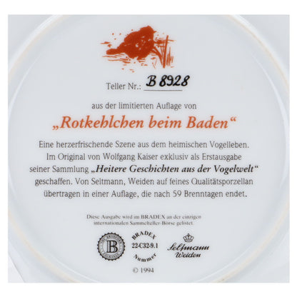 Sammelteller Rotkehlchen beim Baden