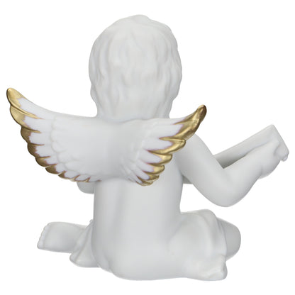 Figur Engel mit Gold Motiv Frohe Weihnachten